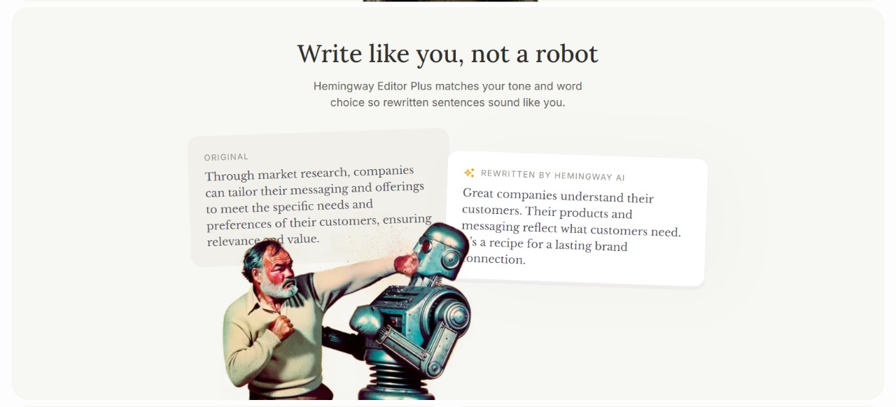 Source: Hemingway app Hemingway Editor write like you not a robot