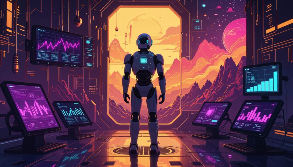 A robot uses AI business tools to improve productivity, transforming an AI startup into an AI company